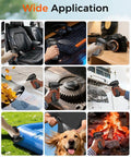 Beast Power Cordless Air Duster with 180000 RPM Turbo Airflow used on car seat, keyboard, camera, yard, and inflatable,