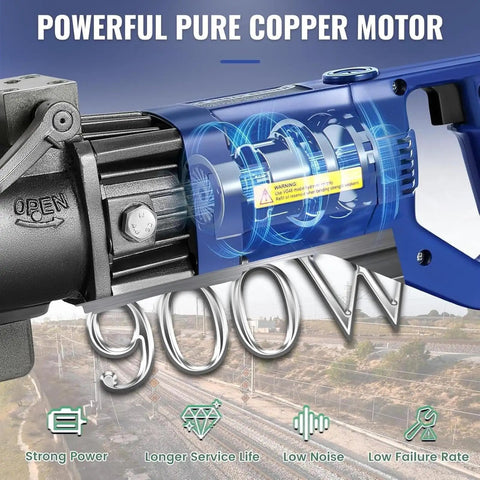 Heavy Duty Electric Hydraulic Rebar Bender Machine For Construction Use Bends 4-16 Mm Steel Bars Fast With Precision Angle Adjustment Up To 130 Degrees Compact Design featuring 900W pure copper motor.