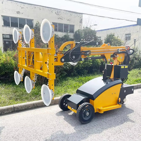 Professional Grade Vacuum Glass Robot Featuring Electric Suction Cup Lifter And Wireless Remote for large panel lifts at construction sites.