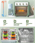 40 Piece Borosilicate Glass Food Storage Set With Lids, Leak Proof And BPA Free, shown in fridge and dishwasher.