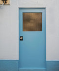 Matte Black Door Knob And Deadbolt Reinforcement Plate Kit 2 Pack Universal Door Lock Fixing Plate on blue door