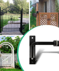 Top Grade Carbon Steel Two Pack Badass Five Inch J Bolt Gate Hinges Six Hundred Pound Capacity mounted on wooden gate post.