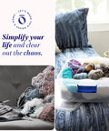 Super Sturdy Clear Under Bed Storage Bins With No Sweat Snap Lids 15.5 Quart Heavy Duty Plastic Organizers 16 Pack filled with yarn.