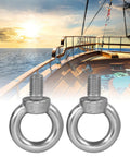 M20 Marine Grade 316 Stainless Steel Eye Bolts, Heavy Duty Lifting Rings With Nuts for Rigging and Dock Use, 2 Pack, on boat.