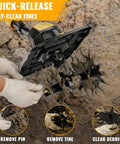Hands using Beefed Up Cordless Tiller Cultivator For DeWalt 20V Max Batteries, 9 Inch Tilling Width And 7 Inch Depth, soil debris removal