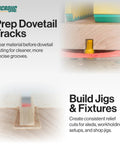 Close-up of Matchfit One Quarter Inch Relief Router Bit cutting dovetail tracks in wood for clean, precise grooves.