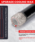 Close-up of a diamond drill bit with cooling wax from Ten Pack One Quarter Inch Diamond Drill Bits Set With Diamond Hole Saw.