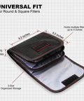 2 Pack 3 Pocket Camera Lens Filter Case Set For 25mm To 82mm Filters Water Resistant And Dustproof Belt Loop Pouch, open view.