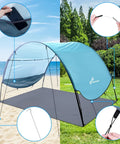 Beach Tent Sun Shelter Canopy With UPF 50 Protection, Comes With 8 Wind Ropes And 12 Ground Stakes, Perfect For Beach Camping, Light Blue