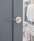 Dummy Door Lever Handle For Closets And Pantries, Right Handed Interior Pull For French Double Doors, Satin Nickel With Microban Protection.