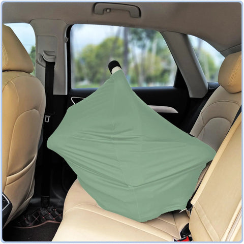 All In One Baby Car Seat Cover And Canopy With Breathable Buttery Soft Stretch Fabric Nursing Cover Stroller Shield Breastfeeding Privacy Ideal Shower Gift For Boys And Girls Kiddo Friendly Light Green covering car seat in vehicle