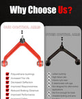 Comparison of Ram 1500 4WD Front End Suspension Kit red polyurethane control arm vs black rubber control arm benefits.