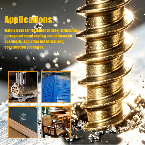 1000 Pcs Metal Self Tapping Screws Set For Steel And Aluminum Grade 8.8 Alloy, Sizes 8 10 12 14 close-up with applications