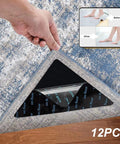 12 Pack No Slip Rug Tape For Area Rugs Double Sided Rug Grips Sticky Carpet Tape For Hardwood Floors And Tiles Triangle Design