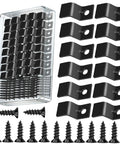 Heavy Duty Steel Z Clips For Table Tops With Matching Screws Easy Install Furniture Hardware Rock Solid Hold No Sweat Diy Assembly Sweet Value Pack showing forty black clips and screws in clear container.