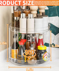 Two Tier Lazy Susan Turntable For Cabinets And Pantry 9.5 Inch Diameter Double Rotating Kitchen Spice Rack with condiments