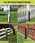 Built Different Heavy Duty Steel Fence Post Anchors And Ground Spikes Repair Kit No Sweat Setup Fixes Leaning Wood Posts With Rust Resistant Black Powder Coating For Durable Yard Care 8 Pack used as fence support in multiple backyard settings.