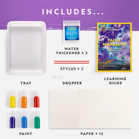 Marbling Paint Craft Kit For Kids Dope Marble Art Set With Easy Transfer To Paper Sheets For Framing And Gift Ideas Creative Arts And Crafts Activity For Boys And Girls tray, paint, paper, guide