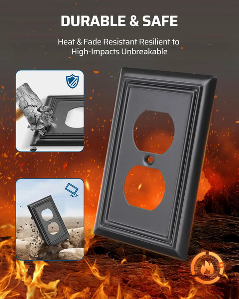 Set Of Four Black Metal Outlet Covers For Outlets Measuring 4.88 By 3.13 Inches Durable Wall Plates For Kitchen And Home Upgrade
