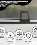 Close-up of 30 Piece Tough As Nails Black Plastic Window Screen Pull Tabs For Universal Spline Channel Repair, showing durable material.