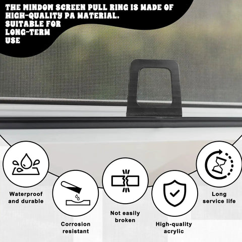 Close-up of 30 Piece Tough As Nails Black Plastic Window Screen Pull Tabs For Universal Spline Channel Repair, showing durable material.