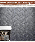 2-In-1 Rust Converter and Primer for Automotive, Marine, Trailers, Tools, and Fences, Quick-Dry Anti-Rust Coating and Corrosion Inhibitor, product shown next to rust-proof metal surface, 70.5 Oz container