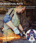 Worker using 25 Pack 4.5 Inch Grinding Wheels For General Metal And Stainless Steel Aluminum Oxide Grinding Disc