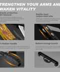 Close-up of Twister Arm Exerciser With Adjustable Hydraulic Resistance From 22 To 440 Lbs, highlighting durable PU rubber handle and carbon steel features.