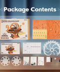 Package contents for Viking Dragon Ship 3D Wooden Puzzle For Adults With LED Lights And Flywheel 12 Auto Paddles 3 Hour Build Model Kit Gift For Men And Boys