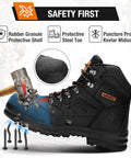 Men's Steel Toe Work Boots Full Grain Leather With Oil And Slip Resistant Puncture Proof Construction Breathable Lining