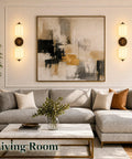 govahb 2-Light Hardwired Wall Sconces, Vintage Wall Sconce Milk Glass in a cozy living room next to artwork.