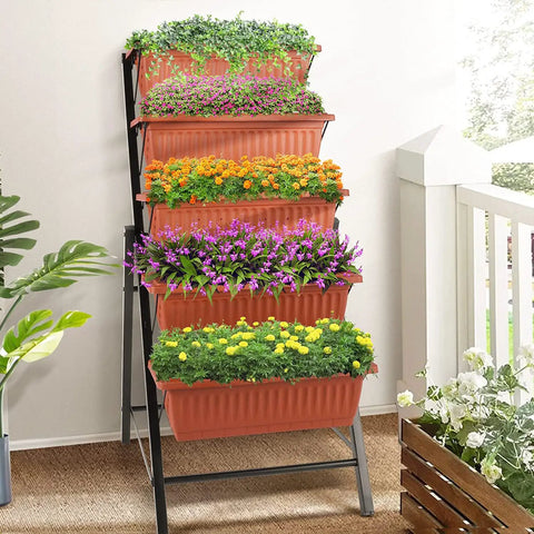 Vertical Raised Garden Bed With Five Tiers Drainage System For Herbs Vegetables And Flowers, Your Go To 4ft Planter For Patio Balcony Greenhouse Outdoor And Indoor Garden Spaces