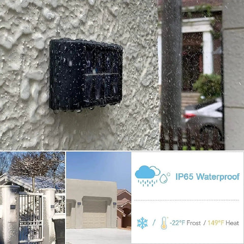 Up And Down Solar Fence Lights 2 Pack Waterproof Solar Step Lights illustrating IP65 waterproof rating in outdoor rain