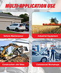 Multi-Application Use of Heavy Duty Workhorse Three To One Air Operated Oil Pump Kit in vehicle maintenance, industrial, construction, and workshops.