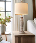 Two Piece 24 Inch Rustic Resin Table Lamp Set With Linen Shade For Living Room Bedroom Desk End Table Decor Ideal For Office Dorm And Kids Room Cozy Glow With Classic Symmetrical Base And Durable Construction
