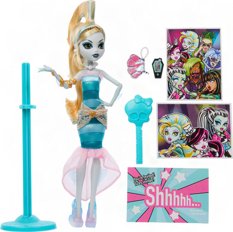 Dawn Of The Dance Lagoona Blue Reproduction Doll Prepped For A Ripper Party Sea Blue Gown With Pink Accents with accessories.