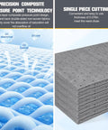 Heavy Duty Oil Absorbent Pads 100 Pack 13 X 10 Inch Meltblown Polypropylene showing layered fabric technology and cut pieces.