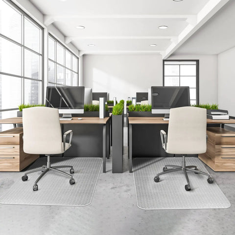Office showing Clear Carpet Chair Mat For Low Carpeted Floors Thick 2.2mm Protector With Easy Glide And Flat Surface 30 by 48 Inches