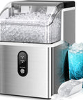 Top Tier Nugget Ice Maker Producing Thirty Three Pounds Daily Of Crisp Chewable Crushed Ice With Easy Self Cleaning Setup And Clear Viewing Window with ice and drinks.