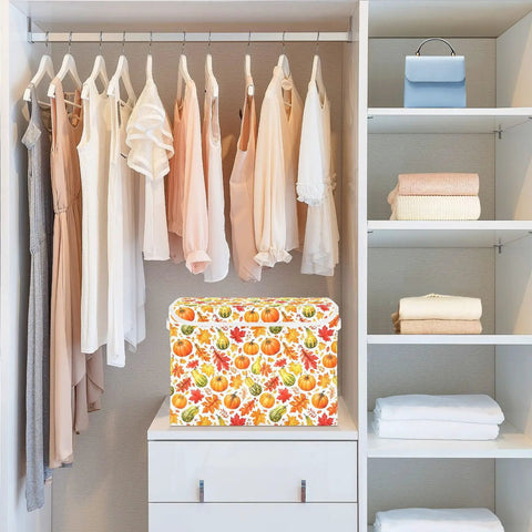 Top Shelf Foldable Storage Bin With Snug Flip Top Lid And Reinforced Handles For Bedroom Closet Organization, 16.5 x 12.6 x 11.8, fabric cube in open closet