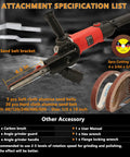 Attachments for Heavy Duty 6 Speed Variable Speed Belt Sander 10000 RPM including sand belts and brackets.
