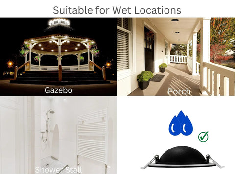 4 Inch Adjustable Eyeball LED Recessed Gimbal Light 9W 120V 900 Lumen Dimmable suitable for wet locations like gazebo and porch