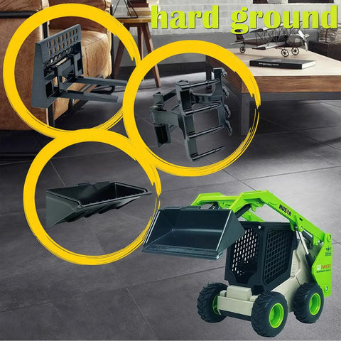 Three In One Skid Steer Loader Construction Toys Set One Fifty Scale Diecast Site Loader With Metal Forklift And Grab Shovel