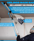 Person using Pro Series ST QuickSkim Plaster Skimming Blade 23 5 8 Inch Semi Flexible High Grade Plastic Blade on ceiling with extension pole