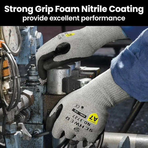 Heavy Duty Cut Resistant Work Gloves For Woodworking And Construction With ANSI A7 Protection Nitrile Coating Size L