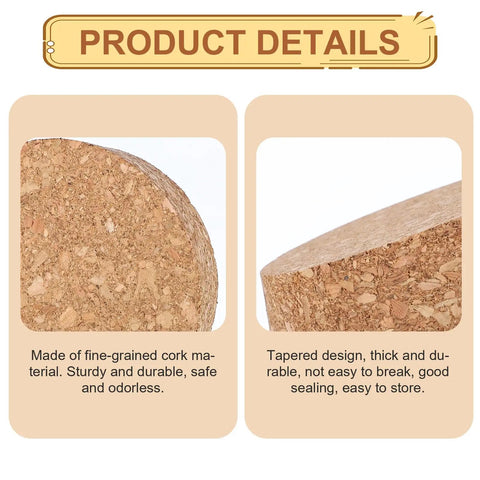 Two Pack Tapered Cork Lids For Wine Jars And Glass Bottles Easy Seal Cork Bottle Stoppers 3 X 2.76 X 0.78 Inch Cork Plugs product details