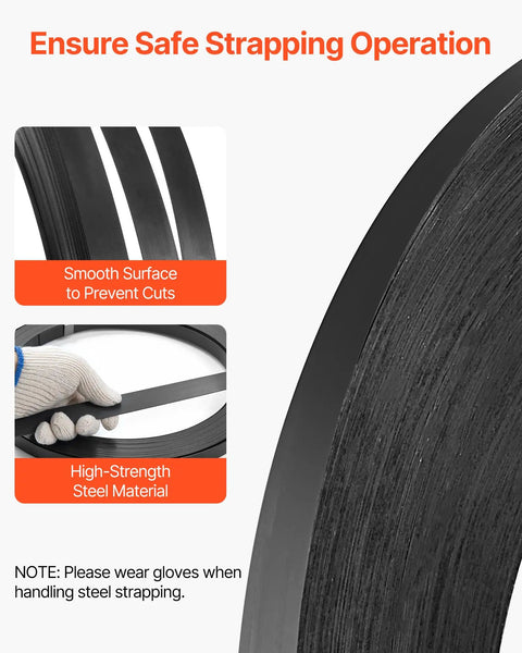 Heavy Duty Steel Strapping Coil 3 4 Inch By 02 Inch By 1640 Ft Metal Banding Roll showcasing smooth surface and high-strength steel material.