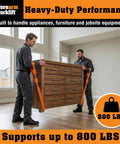 Two Person Moving Straps For Heavy Furniture And Appliances lifting dresser, ergonomic back-saving design, 800 lbs orange straps