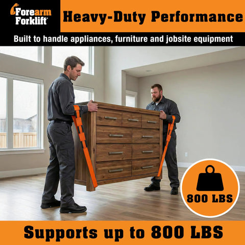 Two Person Moving Straps For Heavy Furniture And Appliances lifting dresser, ergonomic back-saving design, 800 lbs orange straps