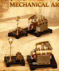 Mini Steam Engine Kit 2 In 1 Beam Engine With Boiler And Lamp Scene DIY Full Metal Build Display